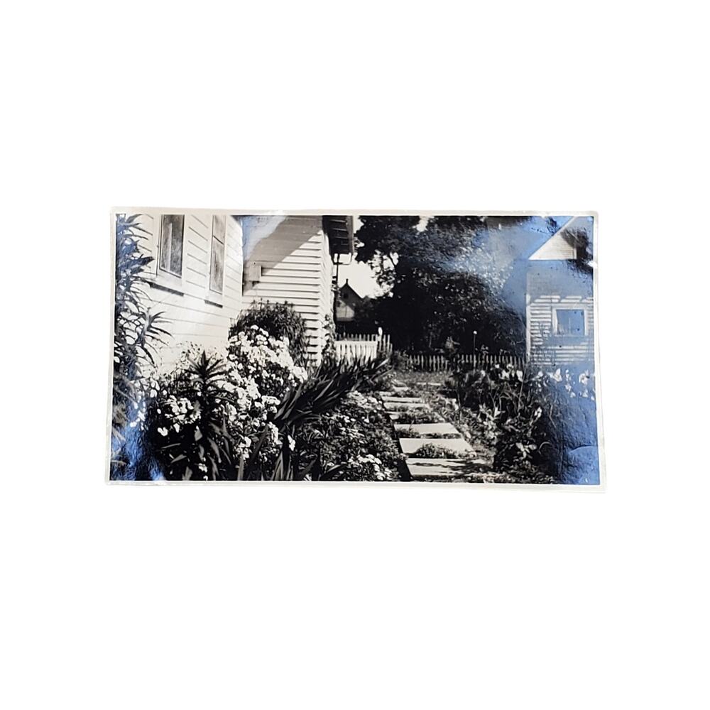 Vtg Photo of Garden Walkway Original Monochrome Photography Found Landscape
